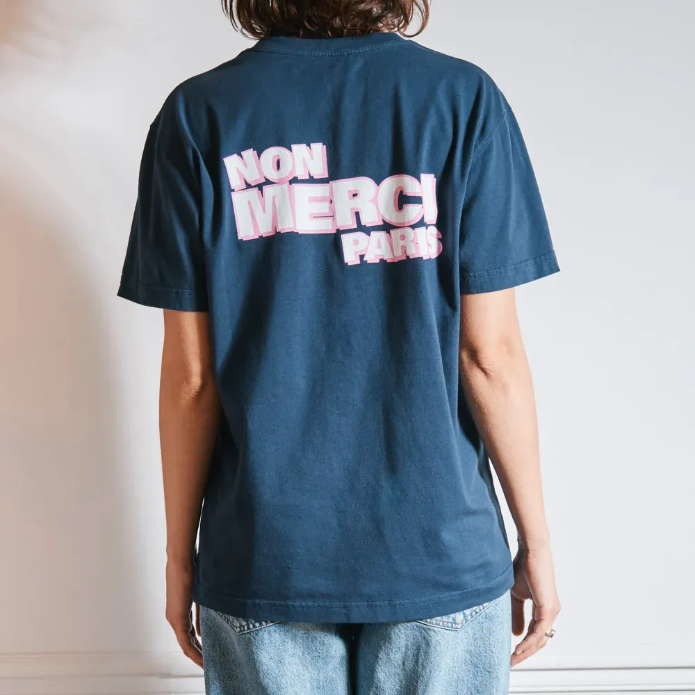 Merci - T-Shirt Non Merci - Marine – Image 2