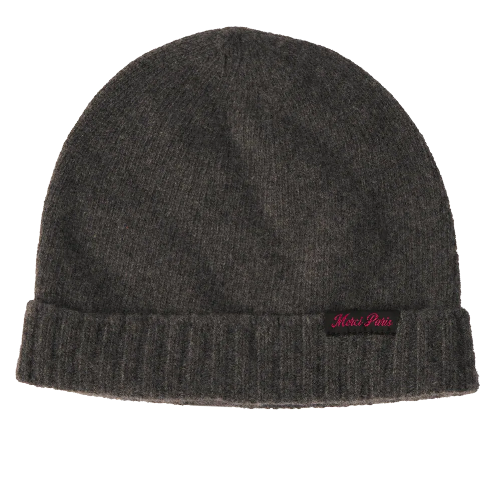 Merci - Bonnet en laine et cachemire - Gris & Rose – Image 3